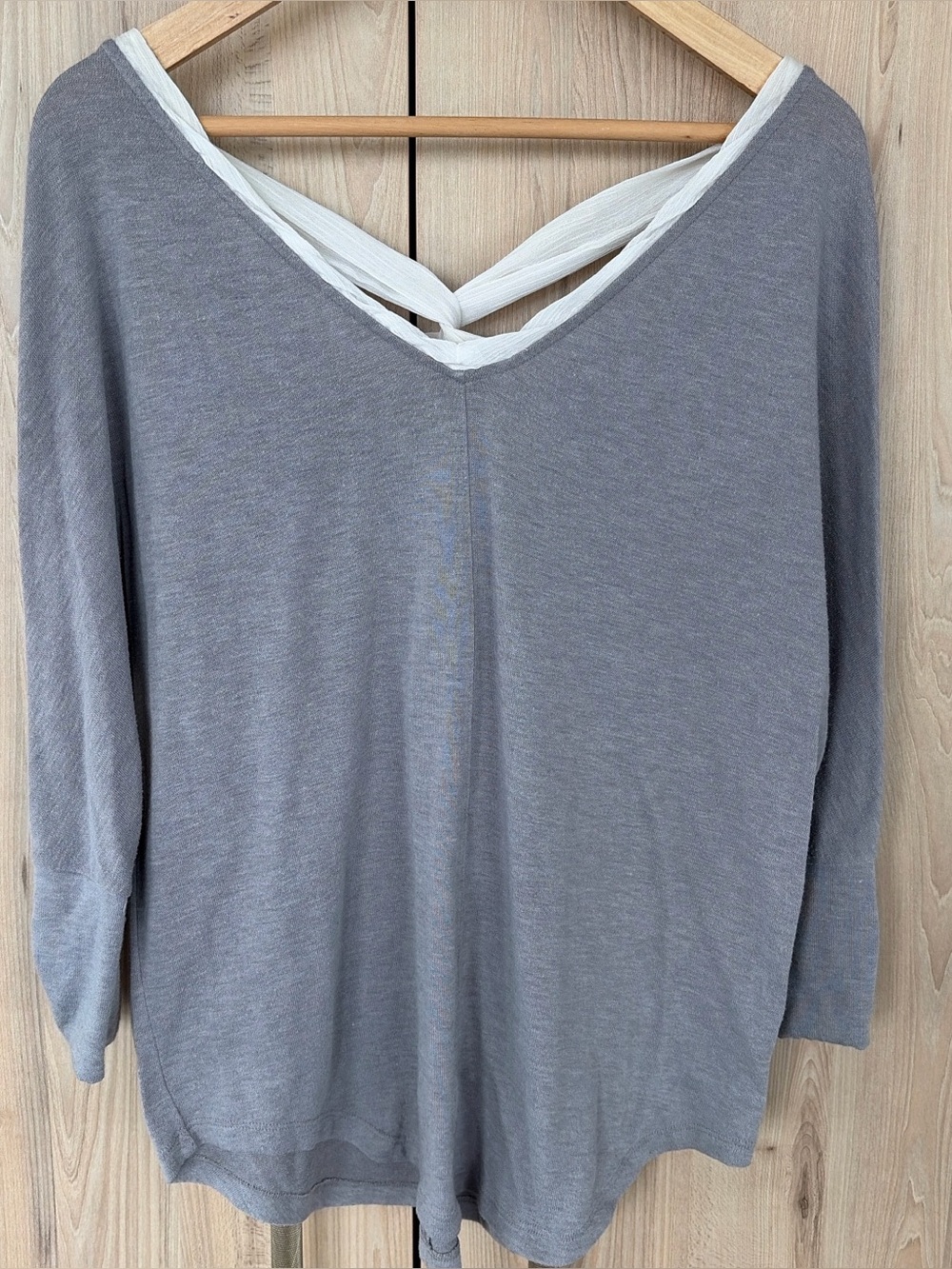 Anthropologie Boho Cottagecore Oversized Dolman V-Neck Top Gray L